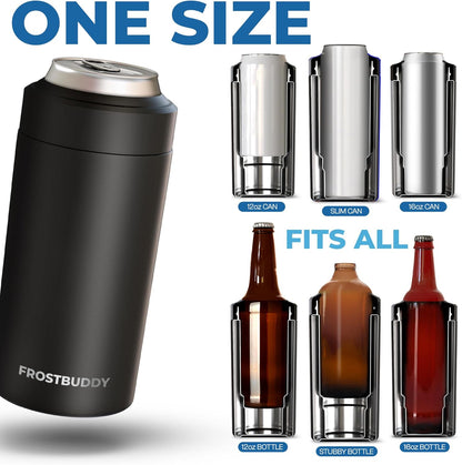 versal Buddy Can Cooler - Fits All - for Regular 12 & 16 Oz or Slim-Size Bottles - Insulated Double -Walled Stainless Steel (All White)